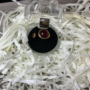Elegant Gold and Red Stone Ring Set